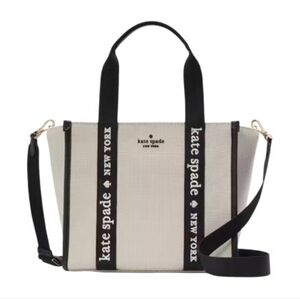 New Kate Spade ♠️ Black & Cream Kip Canvas Small Tote bag
